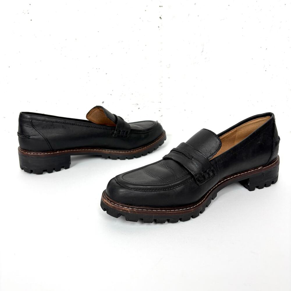 Madewell Womens Corinne Lugsole Classic Penny Loafers True Black Leather Size 7 - Picture 11 of 11